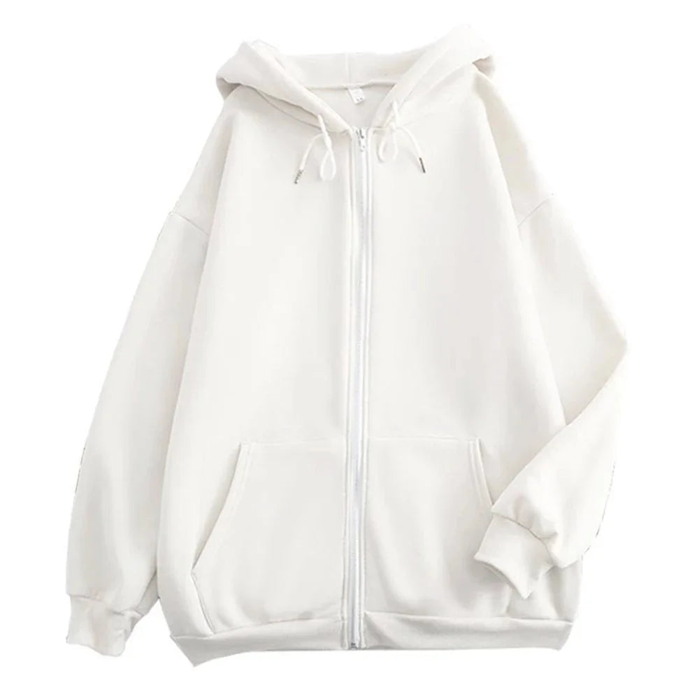 High Street Hoodie Männer Einfarbig Zip Up Langarm Lose Jacke Mäntel Casual Mit Kapuze Sweatshirt Y2K Mode Outdoor Kleidung
