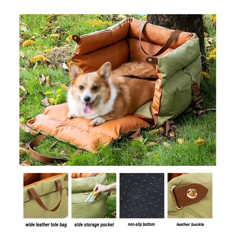Das Auto-Haustierbett ist abnehmbar und waschbar, geeignet für alle vier Jahreszeiten. Wasserdichtes und beißendes Hundebett aus Leder-PU