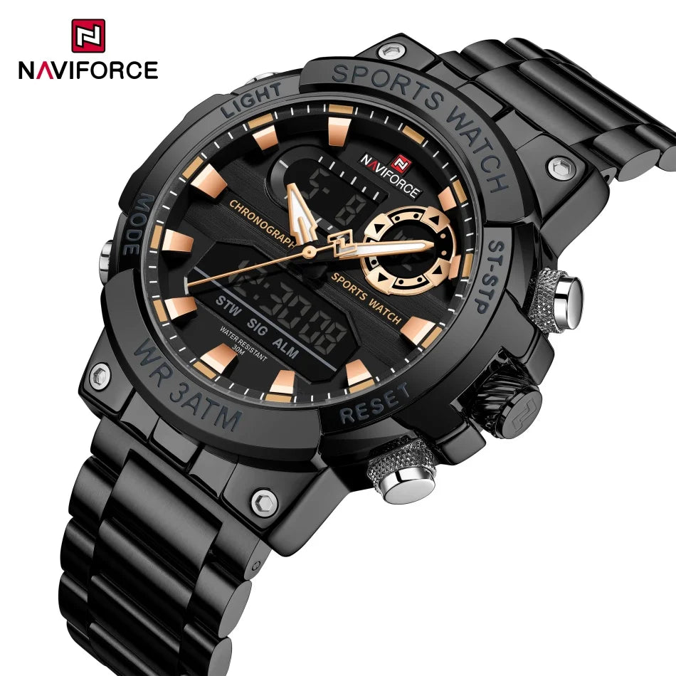 NAVIFORCE Männer Militär Uhr Wasserdichte Armbanduhr Dual Display Quarzuhr Sport Uhr Männliche Große Uhren Männer Relogios Masculino