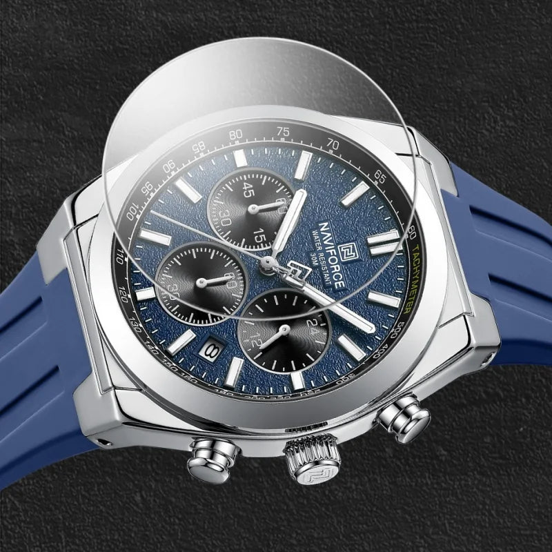 NAVIFORCE Herrenuhren, multifunktionaler Chronograph, Silikonarmband, leuchtende Zeiger, 3ATM wasserdicht, hochwertiges Original für Herren