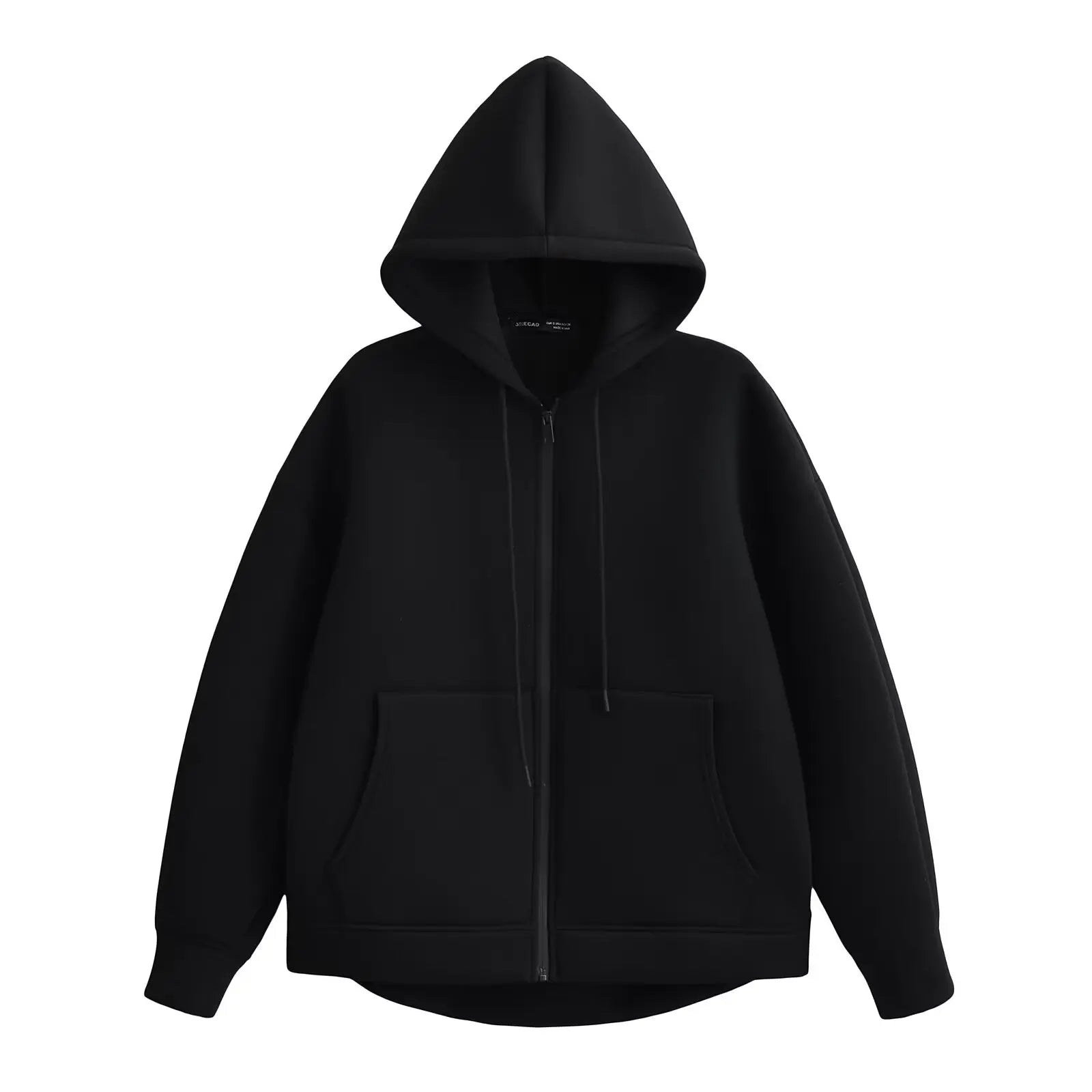 Herbst Frauen Grau Jacke Mit Kapuze Langarm Große Tasche Zipper Jacke Mantel Frau Lose Beiläufige Oberbekleidung Mantel Tops