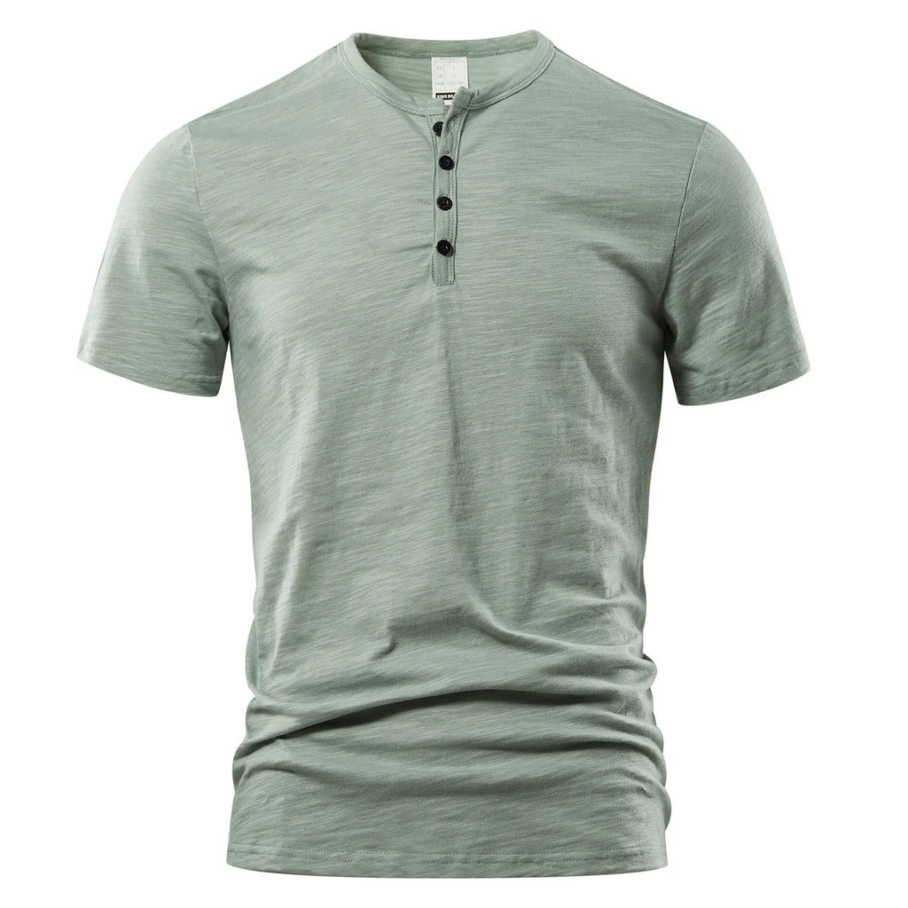 T Shirt Männer Casual Hohe Qualität Sommer Kurzarm Henry neck Herren T Shirts Mode Grundlegende T-shirt Männlich