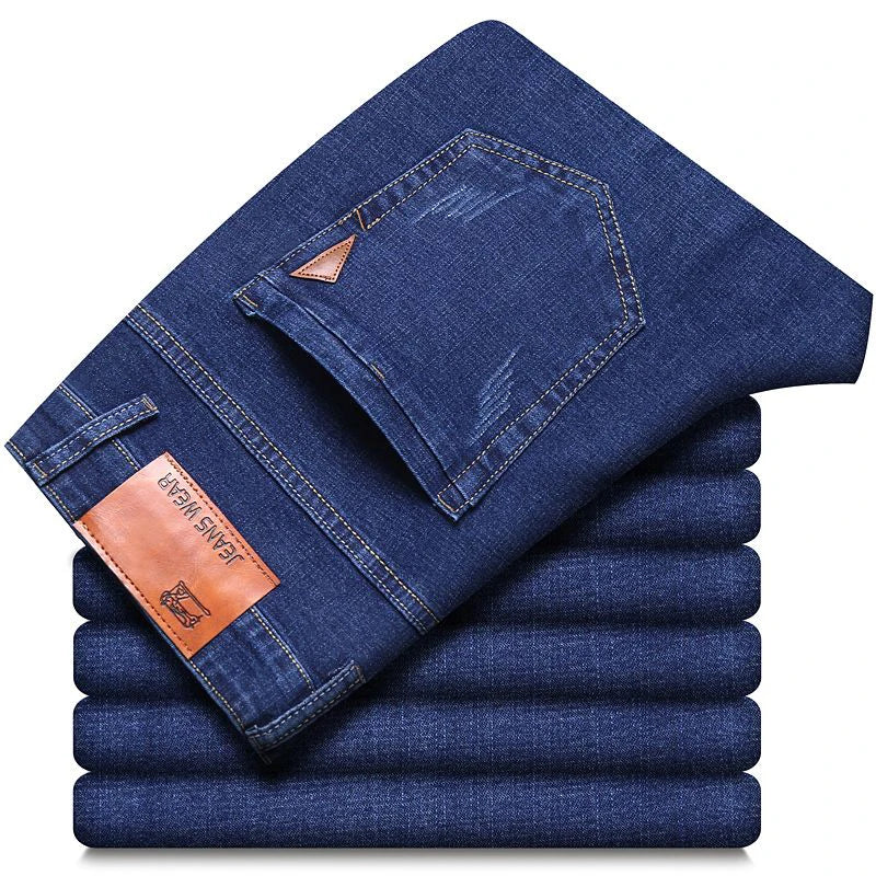 Frühling Herren Leichter Luxus Stretch Slim Fit Denim-Hose Komfortable Weiche Business-Mode Gerade Casual Jeans Herbst Markenkleidung