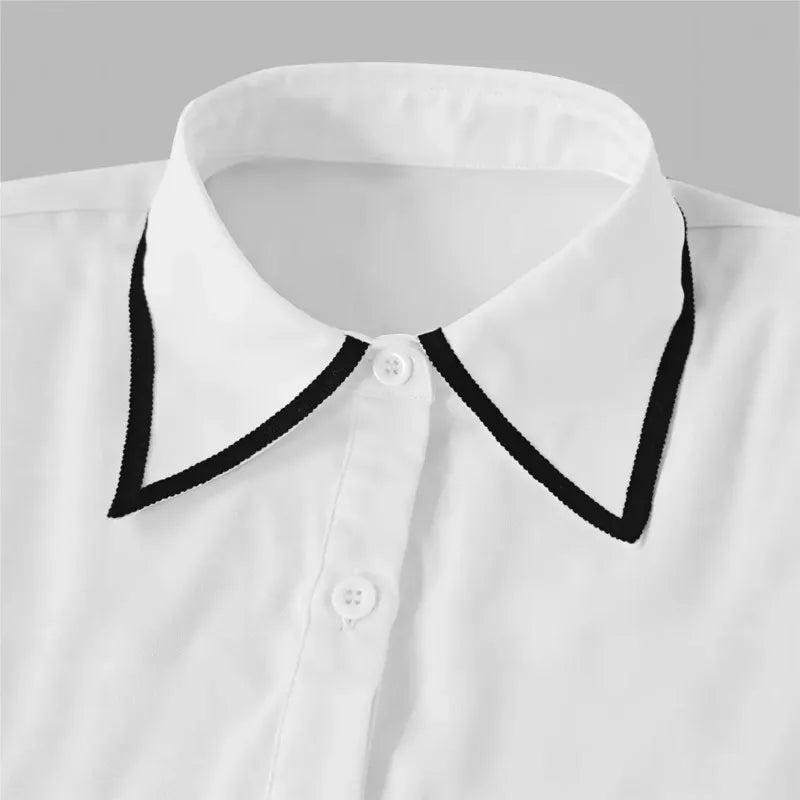 Damenbluse, modisches Hemd, formelle Fliege, langärmelig, kontrastierender Besatz, Oberteile, schmal geschnittene Arbeitskleidung, elegante Büro-Damenhemden für Damen