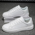 Herrenschuhe, weiße Turnschuhe, PU-Leder, solide Herren-Freizeitschuhe, leicht, weich, vulkanisierte Damenschuhe, Paar Schnür-Laufschuh
