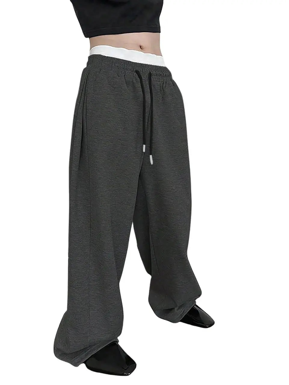 Herren-Sweatpants mit weitem Bein, Kordelzugbund, gerade geschnitten, lockere Freizeithose, Wanderhose, Jogginghose
