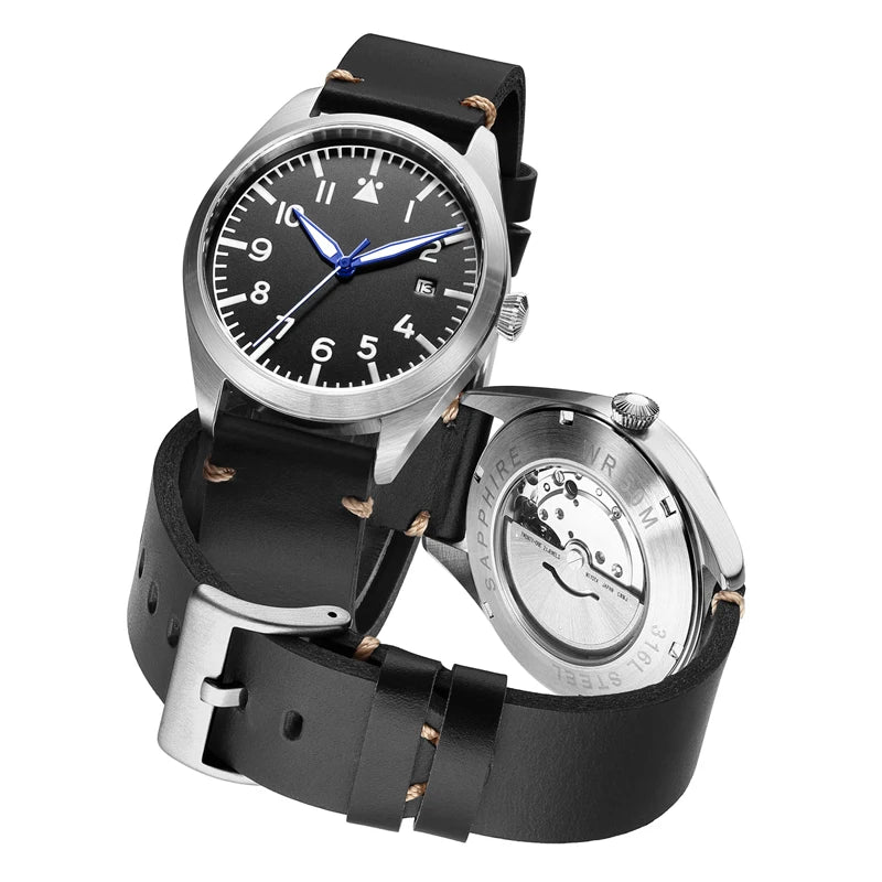 Swiss Uhren Aviator Pilot Automatikuhr Field Mechanische  Fliegeruhr Flieger Armbanduhr Reloj Aviador Piloto Clock Uhr