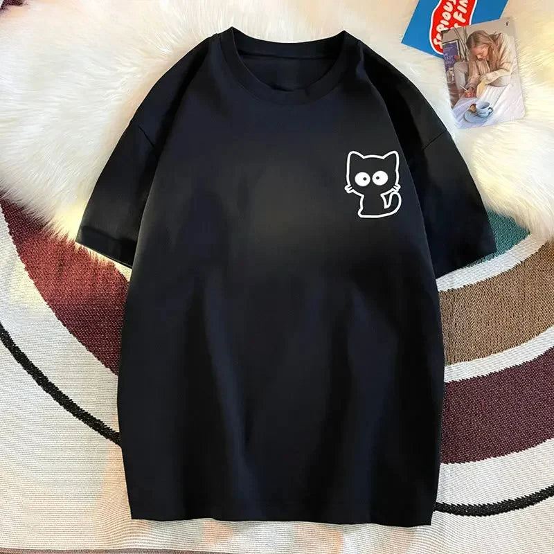 Weibliche Casual Druck Oansatz Kurzarm T-Shirt 2025, Neue Sommer Trend Alle-spiel Lose Cartoon Pullover Top T Frauen kleidung