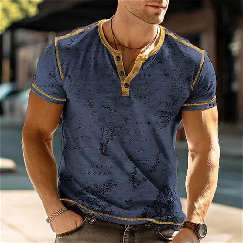 Sommer 3D Gedruckt männer Taste T Shirt Retro Patchwork Muster Kühlen Atmungsaktive Kurzarm Trendy Casual T Shirt Übergroßen top