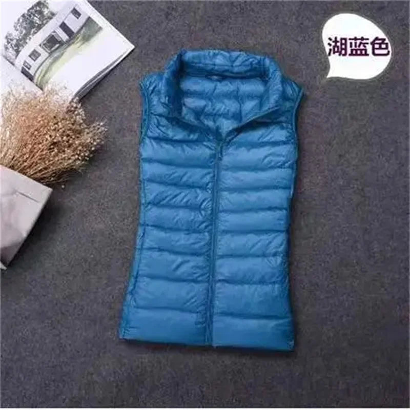 Weiße Ente Unten Jacke Frauen Weste Herbst Winter Ärmellose Weste Warme Leichte Puffer Jacke Weibliche Tops Outwear 8XL