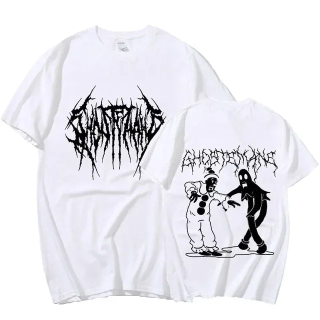 Männer Frauen Drucken T-shirt Mode Hip Hop Metall Gothic Rock T Shirt Lose Streetwear Sommer Lose Sport T Shirt Y2K Kurzarm