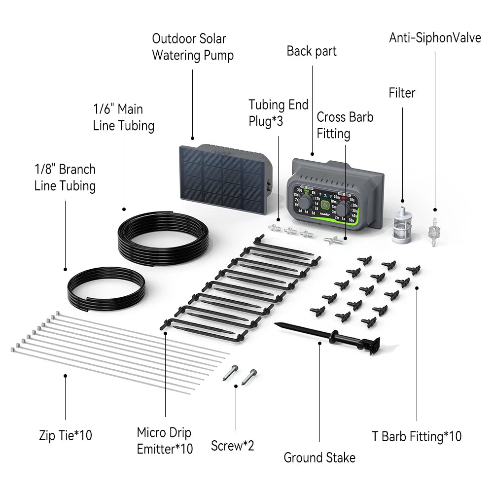RAINPOINT Solar-Bewässerungssystem für Garten, Balkon, automatisches Tropfbewässerungssystem, DIY Gartenbewässerungssystem