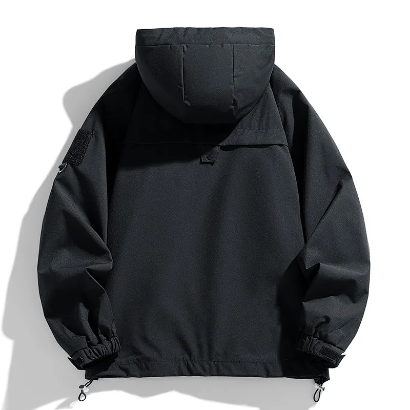 Windjacken Männer Kapuzenjacke Reißverschluss Mantel Fracht Wasserdicht Schwarz Bomber Camping Lose Dünne Softshell Mit Kapuze Wanderjacke