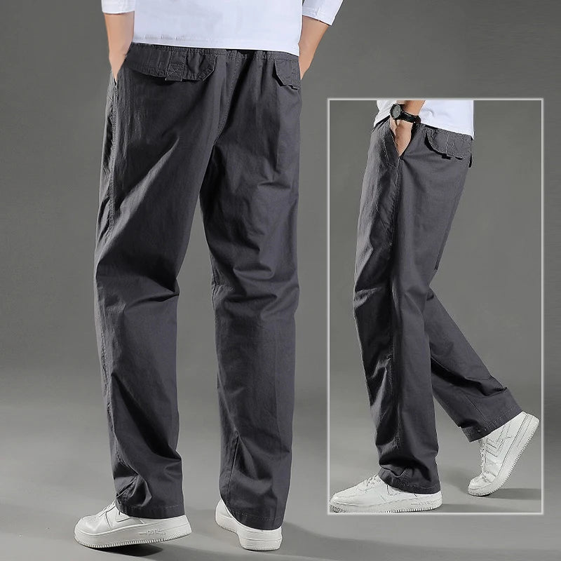 Herren Cargo-Hosen Baumwolle Schwarz Arbeitshosen Sommer Casual Kletter-Jogger Herren Sweathosen Sport Frühling Herbst Twill-Hosen