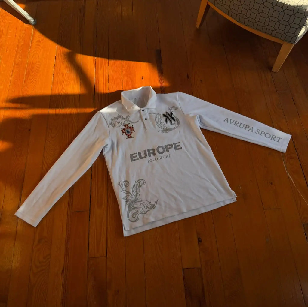 Retro Langarm Poloshirt Y2k Casual Lose Brief Muster Stickerei T Shirts Straße Sweatshirt Männer Baumwolle Jersey Revers Golf