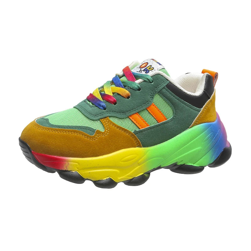 Mode Regenbogen Sport Schuhe Frauen Trainer Schuhe Plattform Atmungs Turnschuhe Frauen Jogging Schuhe Chaussure Femme Sport