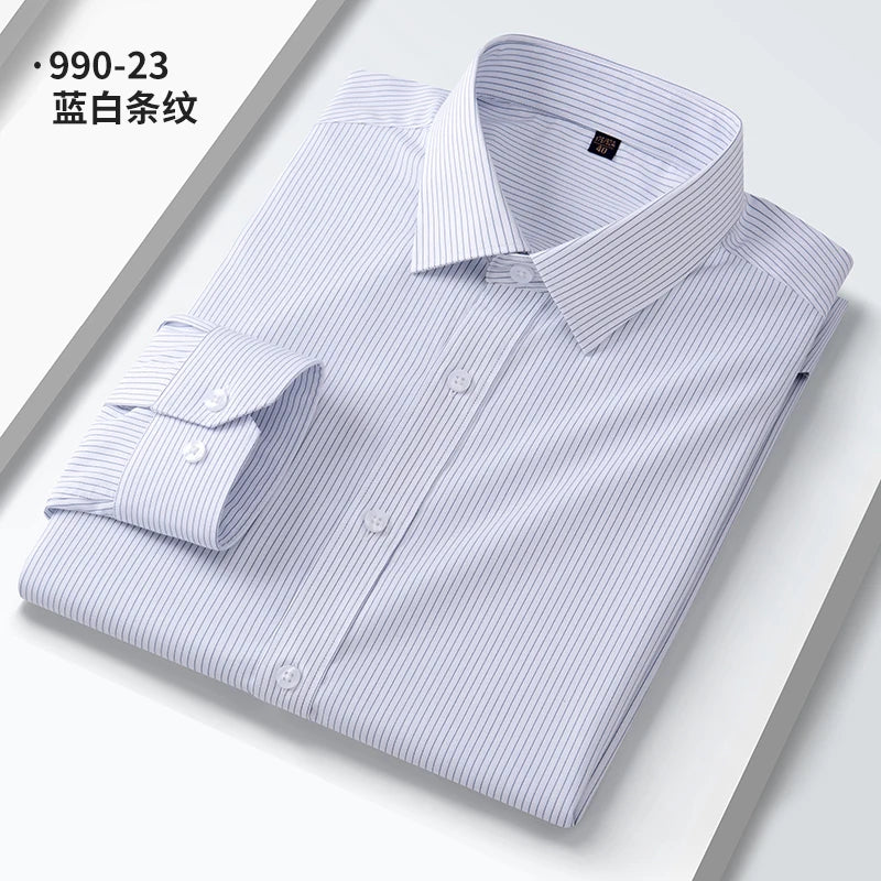 Neue Qualität Anti-Falten Männer Hemd Lange Ärmel Kleid Shirts Für Männer Slim Fit Camisa Social Business Weiß büro Hemd 4XL 5XL