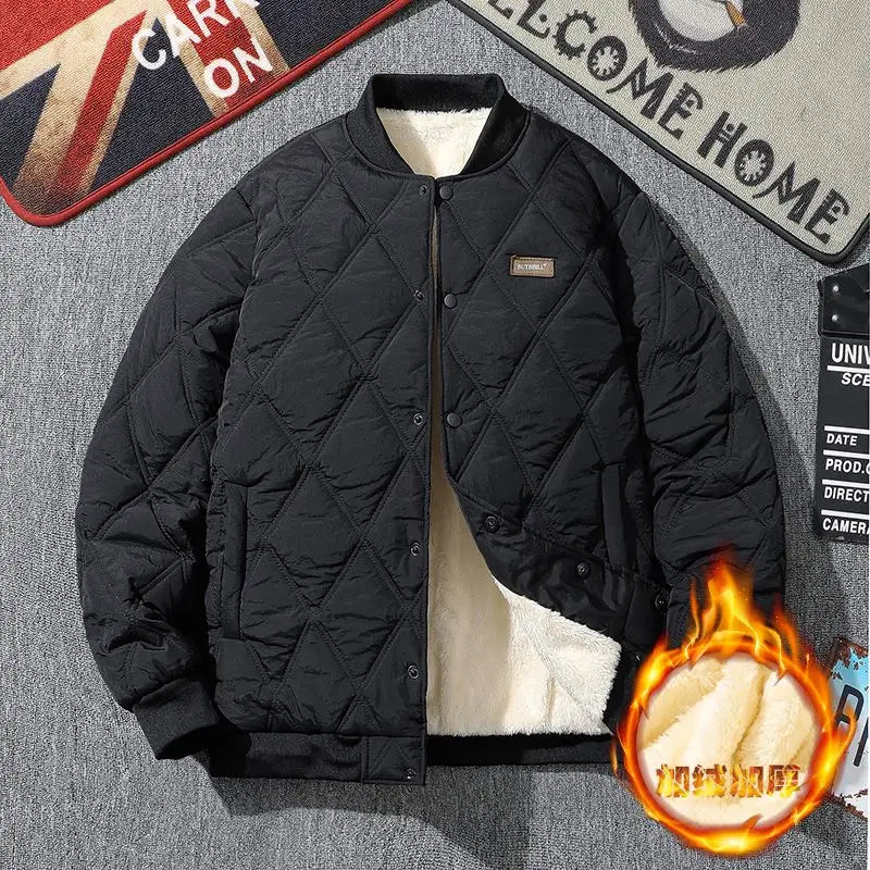 Männer Winter Raute Baumwolle gepolsterte Jacke lässig dicke Lamm wolle Gitter vielseitige Unisex Mantel Vintage Baseball kälte festen Parka