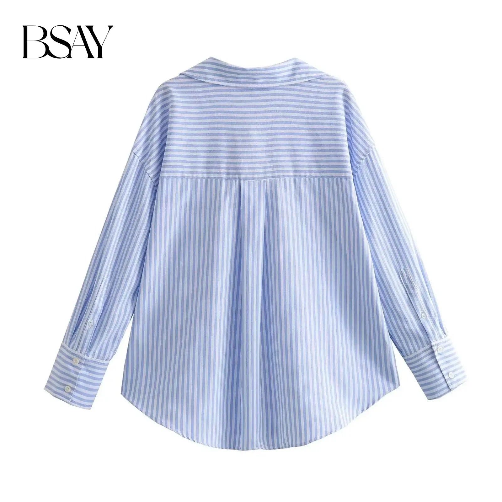 BSAY Frauen Mode Langarm einreiher Revers Baumwolle Oxford Bluse Straße Kleidung Hemd Chic Damen Crop Tops Mujer