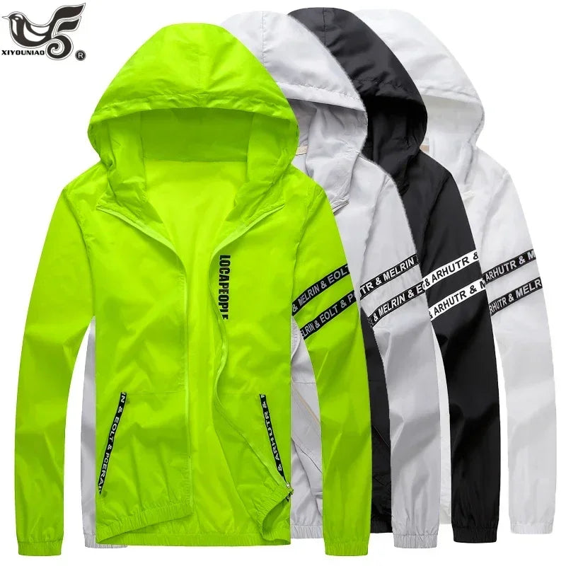 Männer Windjacke Sommer Sonnenschutz Jacke Outwear Sport Radfahren Dünne Mit Kapuze Mäntel Männer Jaqueta Masculina Marke Kleidung