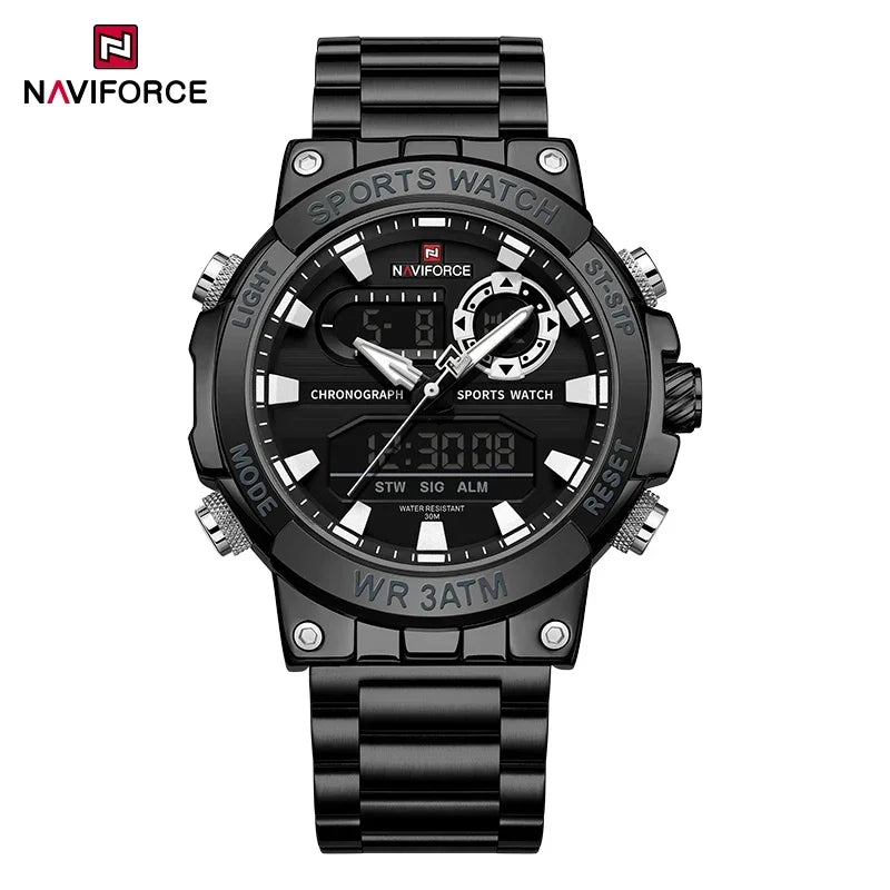 NAVIFORCE Männer Militär Uhr Wasserdichte Armbanduhr Dual Display Quarzuhr Sport Uhr Männliche Große Uhren Männer Relogios Masculino
