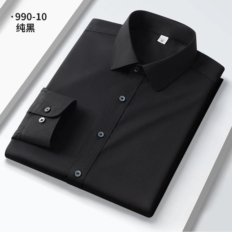 Neue Qualität Anti-Falten Männer Hemd Lange Ärmel Kleid Shirts Für Männer Slim Fit Camisa Social Business Weiß büro Hemd 4XL 5XL