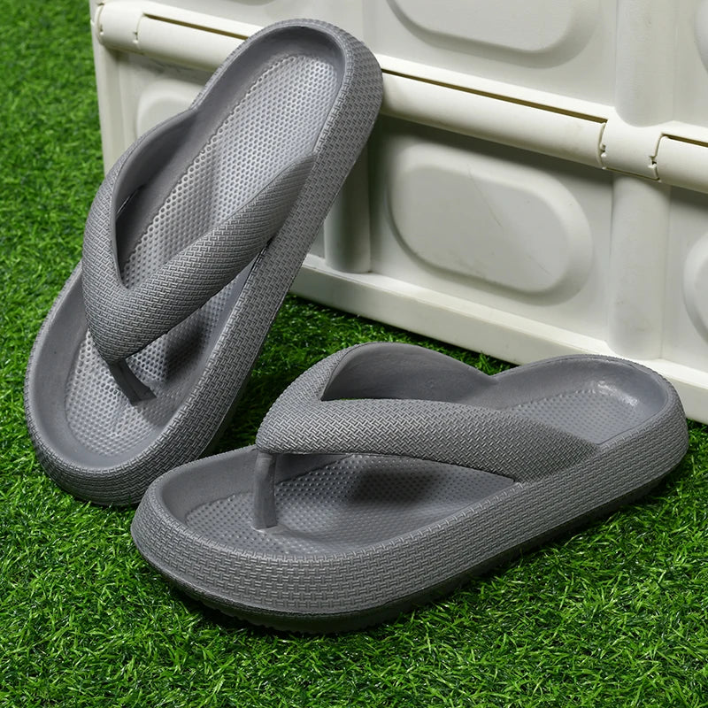 Flip-Flops für Herren und Damen, Sommer, rutschfest, für den Außenbereich, lässig, leichte Strandsandalen, dicke Plattform, Haus-Badezimmer-Hausschuhe