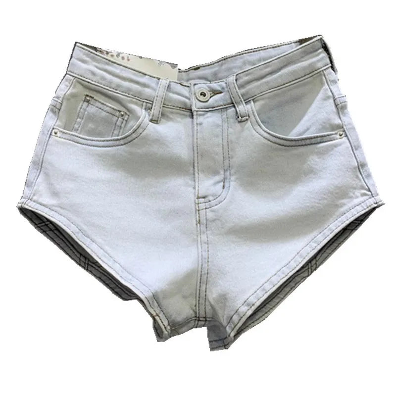 Neue koreanische Damen jeans Stretch schlanke Baumwoll-Denim-Shorts A-Linie Hot pants Damen bekleidung Himmelblau