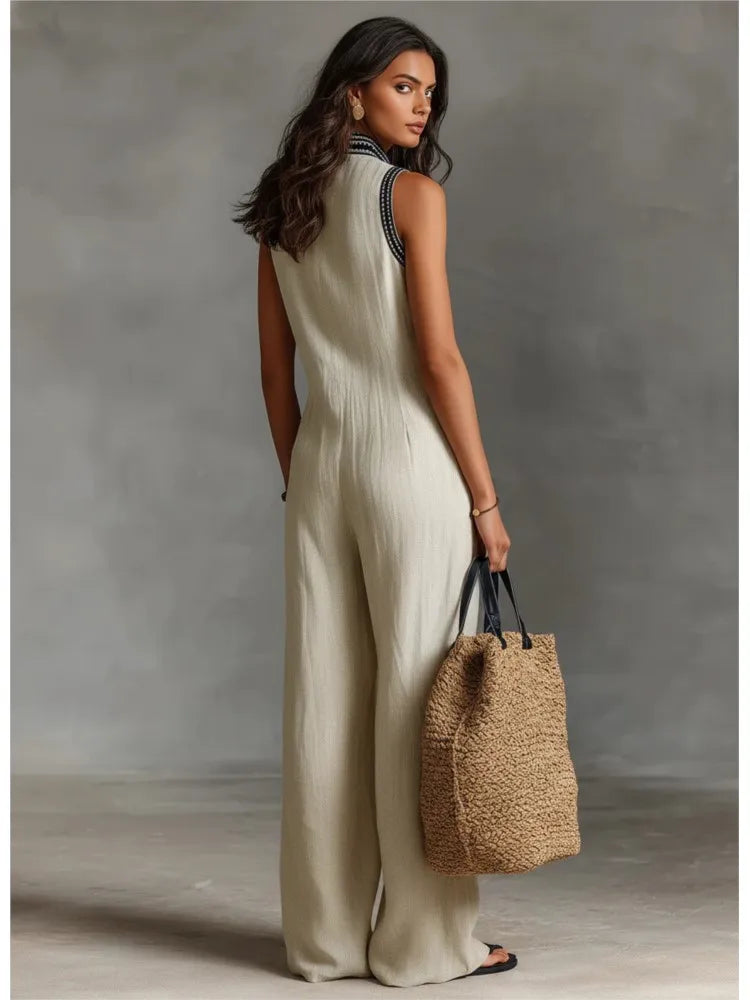 19,00 € EUR Neue Ärmellose Damen-Jumpsuits Sommer Mode Stehkragen Lose Taschen Weite Hosen Jumpsuit Damen Urlaub Party Overall