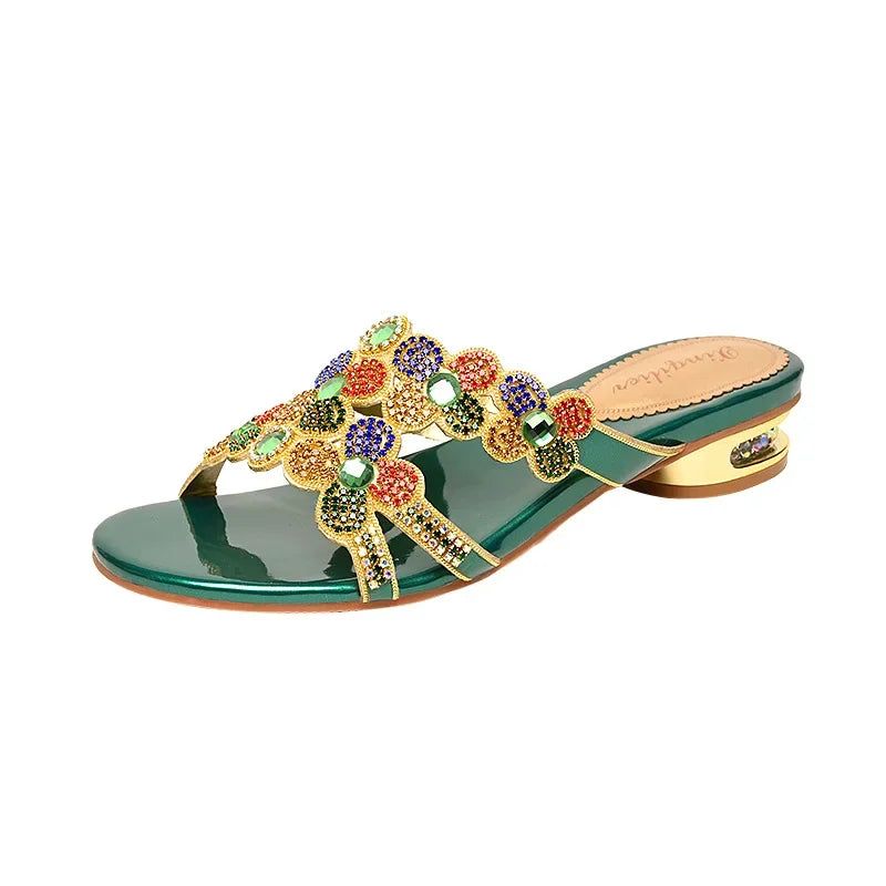 Bequeme Strandpantoffeln Damen Diamant High Heel Sandalen Damen Partyschuhe Modische Damensandalen