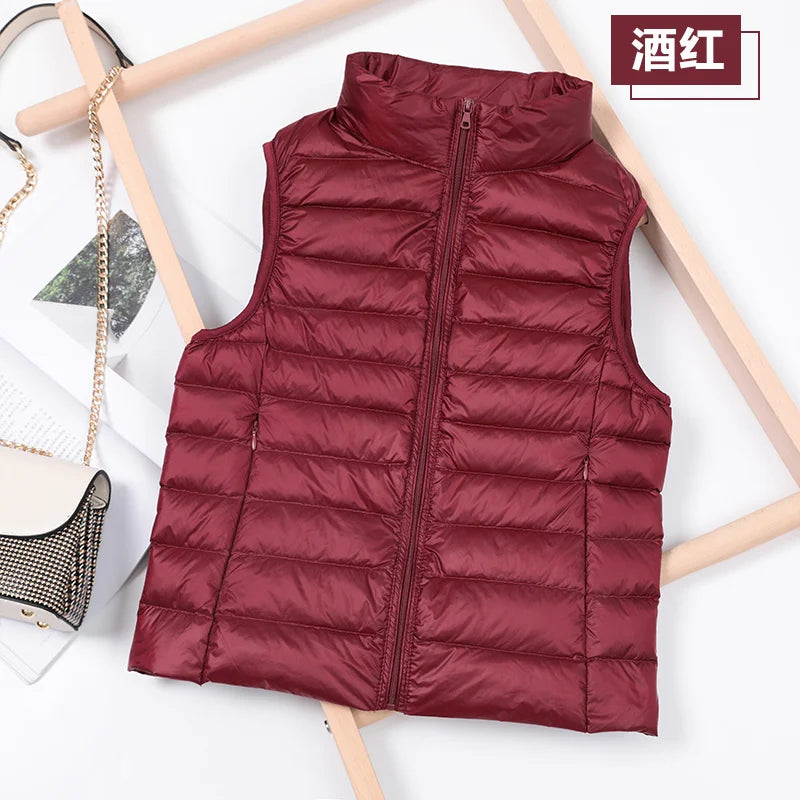 Weiße Ente Unten Jacke Frauen Weste Herbst Winter Ärmellose Weste Warme Leichte Puffer Jacke Weibliche Tops Outwear 8XL