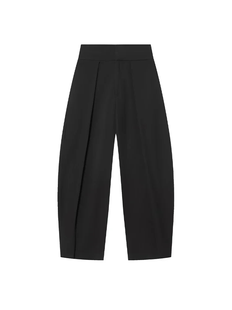 HH Damen Elegante Vintage Plissierte Ballonhose mit Reißverschluss High-Street-Stil Lose Taschen 3-Farben Frühlingshose Mujer