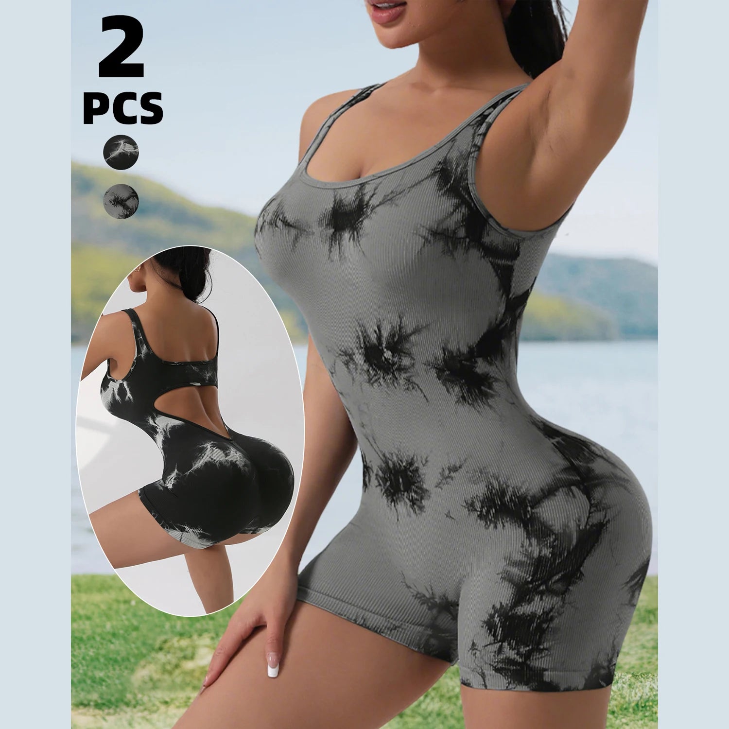 V-förmiger freiliegender Taille für Damen, Sommer-Overalls, Fitness, Alltagskleidung, lässige Yoga-Workout-Overalls