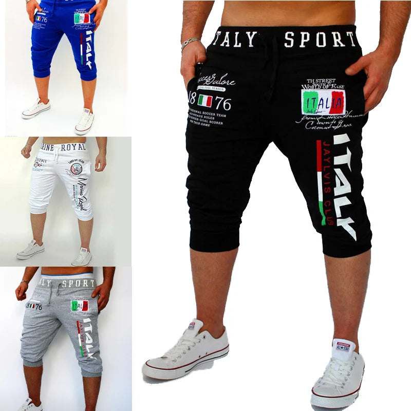 Herren-Sportshorts, Sweat-Shorts, Capri-Hose, Kordelzug, Druck, Buchstabe, Sport, Outdoor, Wochenende, Streetwear, stilvolle Jogginghose für Herren