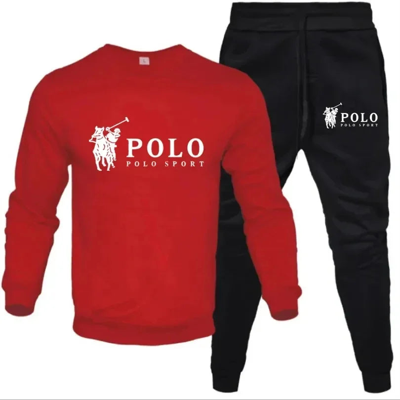 Frühling und Herbst Freizeit Fitness Jogging Mode Anzug Herren und Damen Rundhalspullover mit langen Ärmeln + Hose 2 Sets