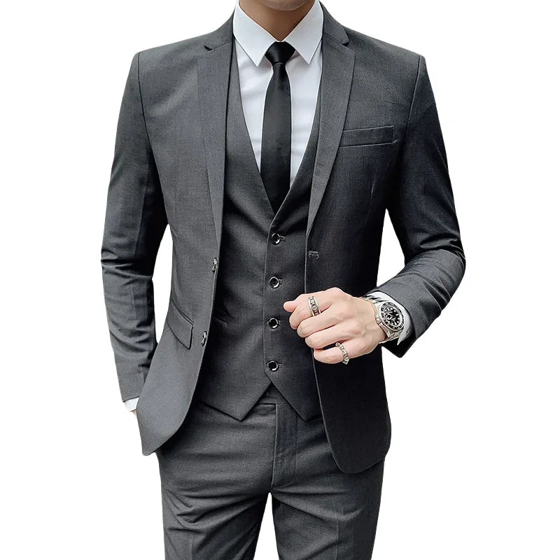 Anzug Upgrade des neuen Stoffes Herren Business Gentleman Fashion Slim Work Solid Color Plus Size Fair Dress Hochzeit Trauzeugenanzug