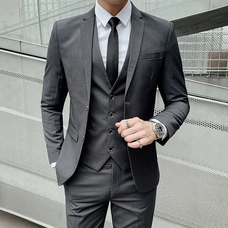 Anzug Upgrade des neuen Stoffes Herren Business Gentleman Fashion Slim Work Solid Color Plus Size Fair Dress Hochzeit Trauzeugenanzug