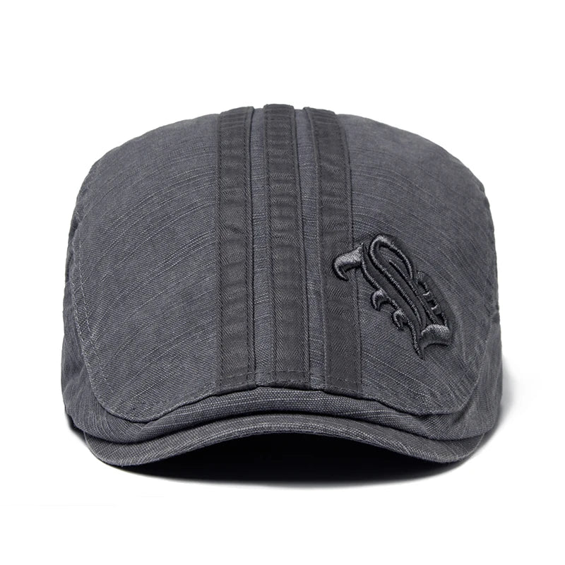 CNTANG Neue Männer Baskenmütze Mode Stickerei Flache Kappe Sommer Visier Für Männliche Mode Vintage Baumwolle Casual Berets Einstellbar