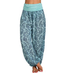 Damen Boho Haremshose – weites Bein, Vintage-Print, elastische Taille
