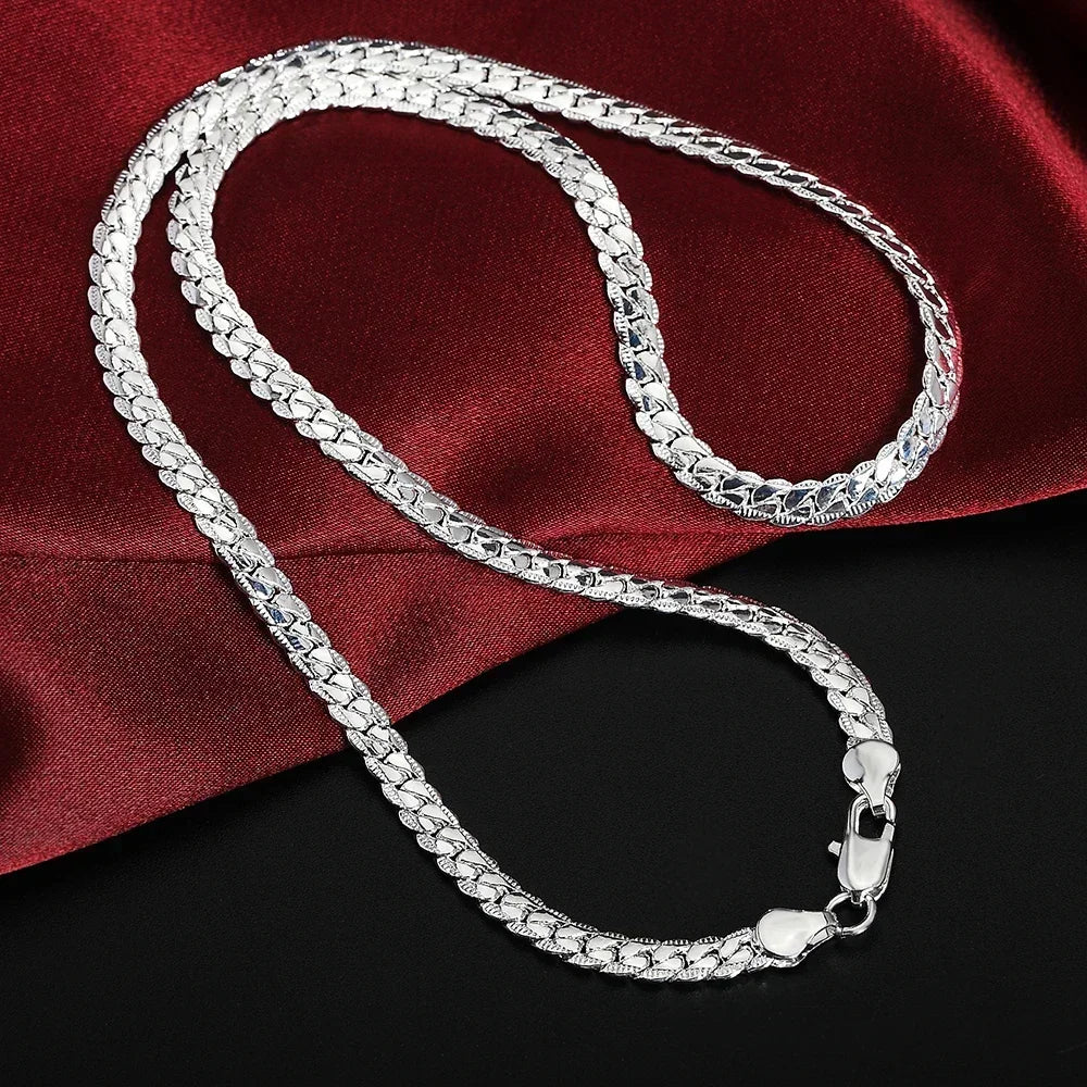 Neue 20-60 cm Silber Farbe Überzogene Luxus Marke Design Edle 6mm Halskette Kette Für Frau Männer Mode hochzeit Engagement Schmuck