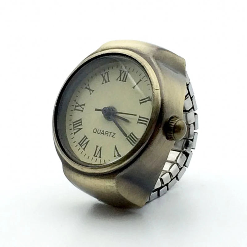 Vintage Punk Finger Uhr Mini Gummiband Legierung Uhren Paar Ringe Schmuck Uhr Retro Römischen Quarzuhr Ringe Frauen Männer