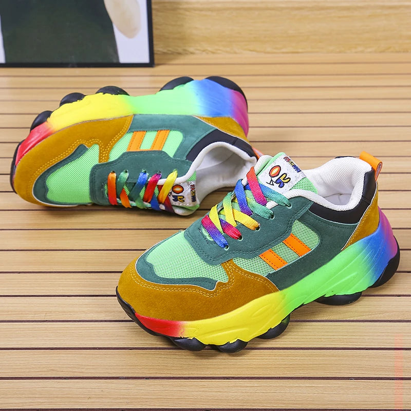 Mode Regenbogen Sport Schuhe Frauen Trainer Schuhe Plattform Atmungs Turnschuhe Frauen Jogging Schuhe Chaussure Femme Sport