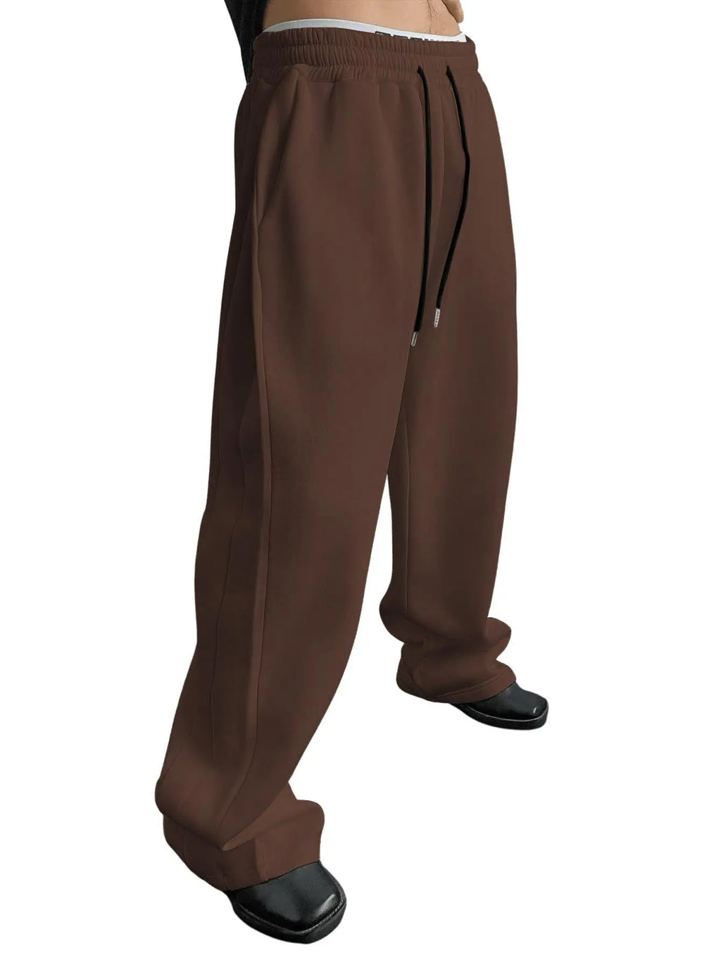 Herren-Sweatpants mit weitem Bein, Kordelzugbund, gerade geschnitten, lockere Freizeithose, Wanderhose, Jogginghose