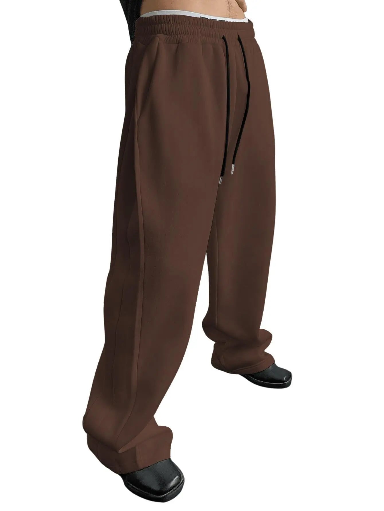 Herren-Sweatpants mit weitem Bein, Kordelzugbund, gerade geschnitten, lockere Freizeithose, Wanderhose, Jogginghose