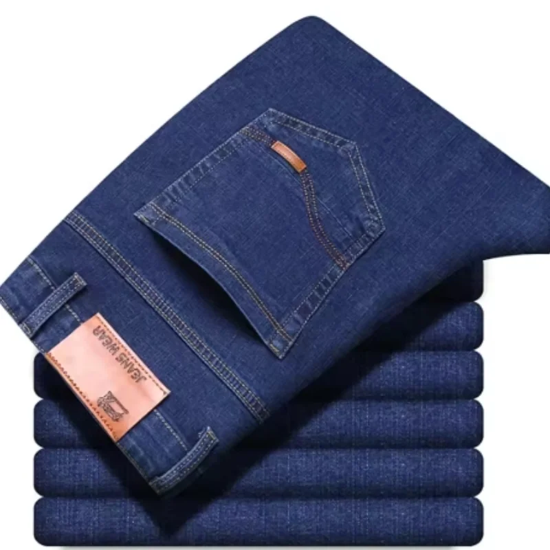 modische High-End-Jeans für Herren in Blau und Schwarz mit geradem Bein, neue Stretch-Jeans, schmale Passform, bequeme Business-Markenjeans für Herren