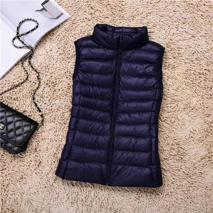 Weiße Ente Unten Jacke Frauen Weste Herbst Winter Ärmellose Weste Warme Leichte Puffer Jacke Weibliche Tops Outwear 8XL