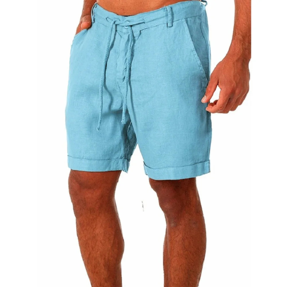 Neue Männer Baumwolle Leinen shorts Hosen Männlichen Sommer Atmungs Einfarbig Leinen Hosen Fitness Streetwear S-4XL