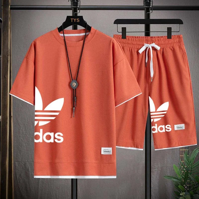 Sommer 2025, neues Herren-Pullover-Sportbekleidungsset, modisches Basketball-Herren-Freizeit-Kurzarm-T-Shirt + Shorts, zweiteiliges Set
