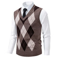 Herren Strickweste Mode Pullover Weste Argyle Muster Weste Fleece gefüttert warme Westen