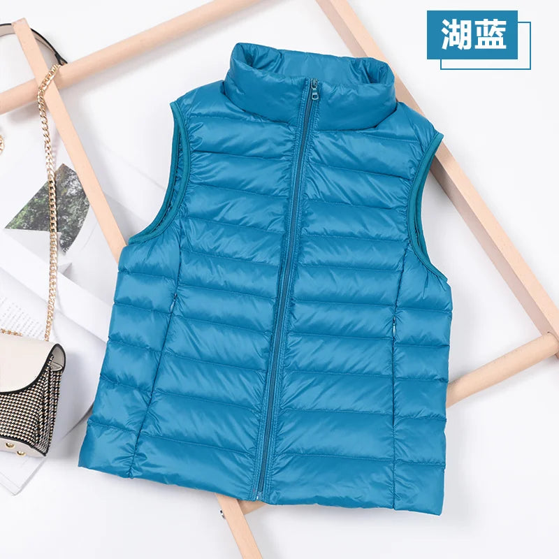 Weiße Ente Unten Jacke Frauen Weste Herbst Winter Ärmellose Weste Warme Leichte Puffer Jacke Weibliche Tops Outwear 8XL